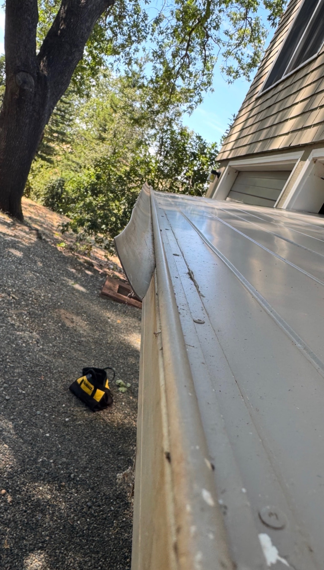 Repaired garage door section at a home in the foothills